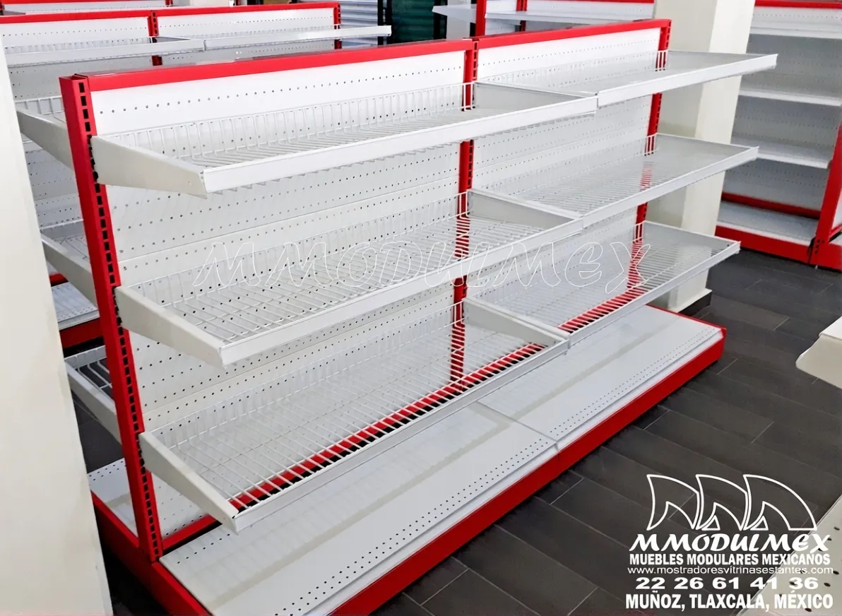 Góndolas metálicas rojas